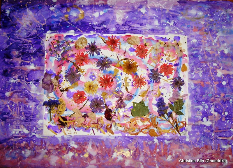 Mandala - Aquarelle et fleurs sechées - Collection particulière